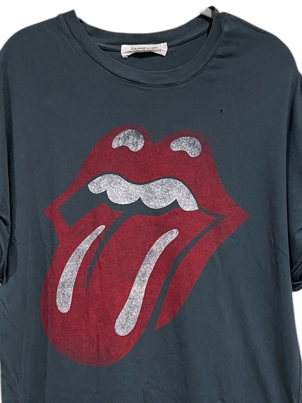 Daydreamer for FREE PEOPLE Black Midi Rolling Stones T-shirt Dress - Picture 5 of 11